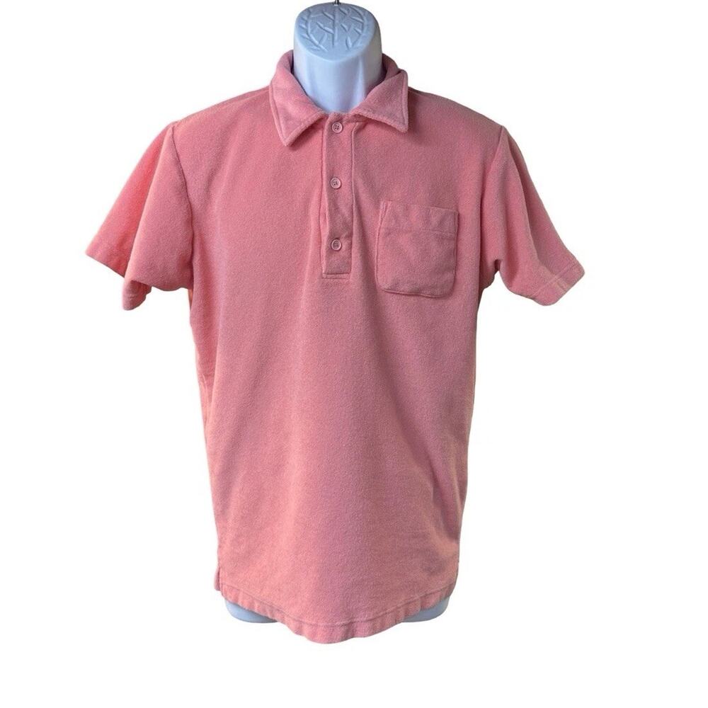 Hammies Santa Barbara Terry Cloth Polo Shirt Pink Beach Retro Surf Men’s READ